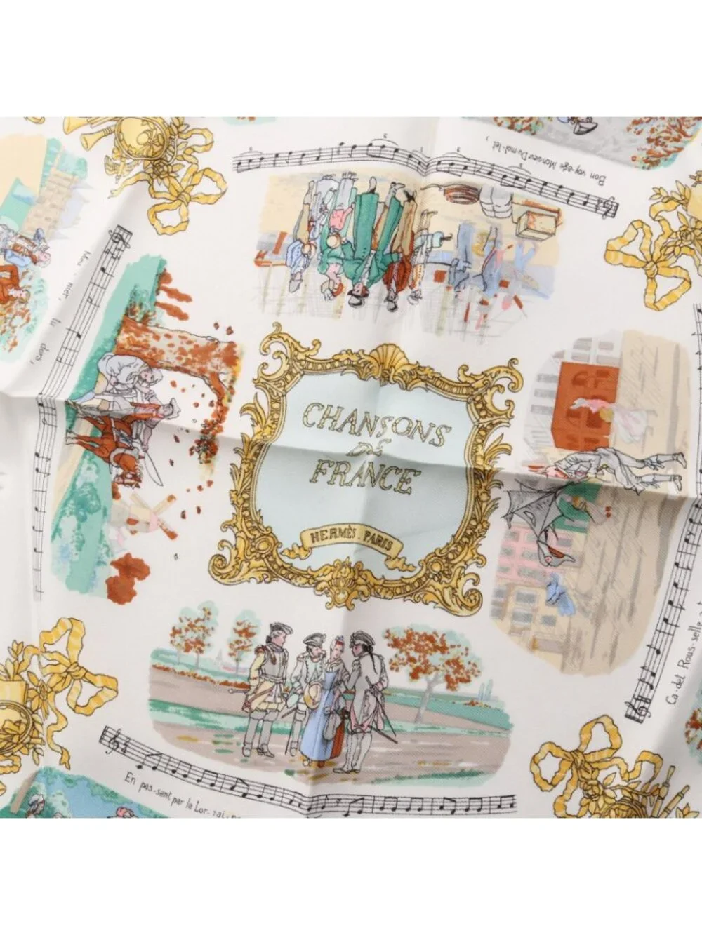 Hermes Scarf Petit Carre 45 Chansons de France Silk